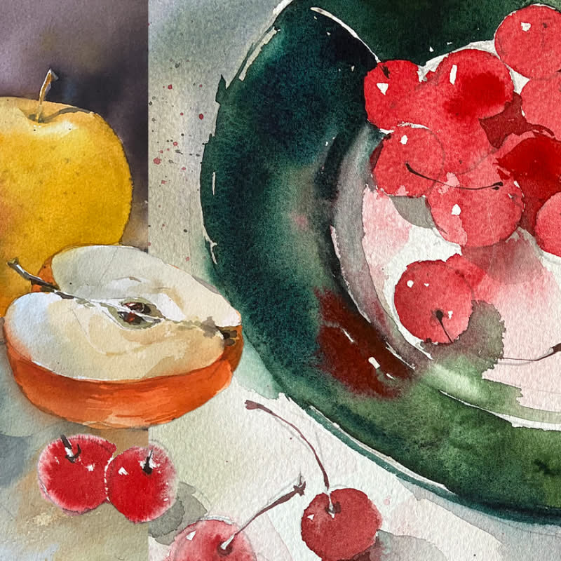 Janna Liebender-Folz: Stillleben in Aquarell - Kirschen, Birnen & Co
